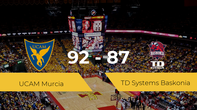 El UCAM Murcia se lleva la victoria frente al TD Systems Baskonia por 92-87 El UCAM Murcia se lleva la victoria frente al TD Systems Baskonia por 92-87