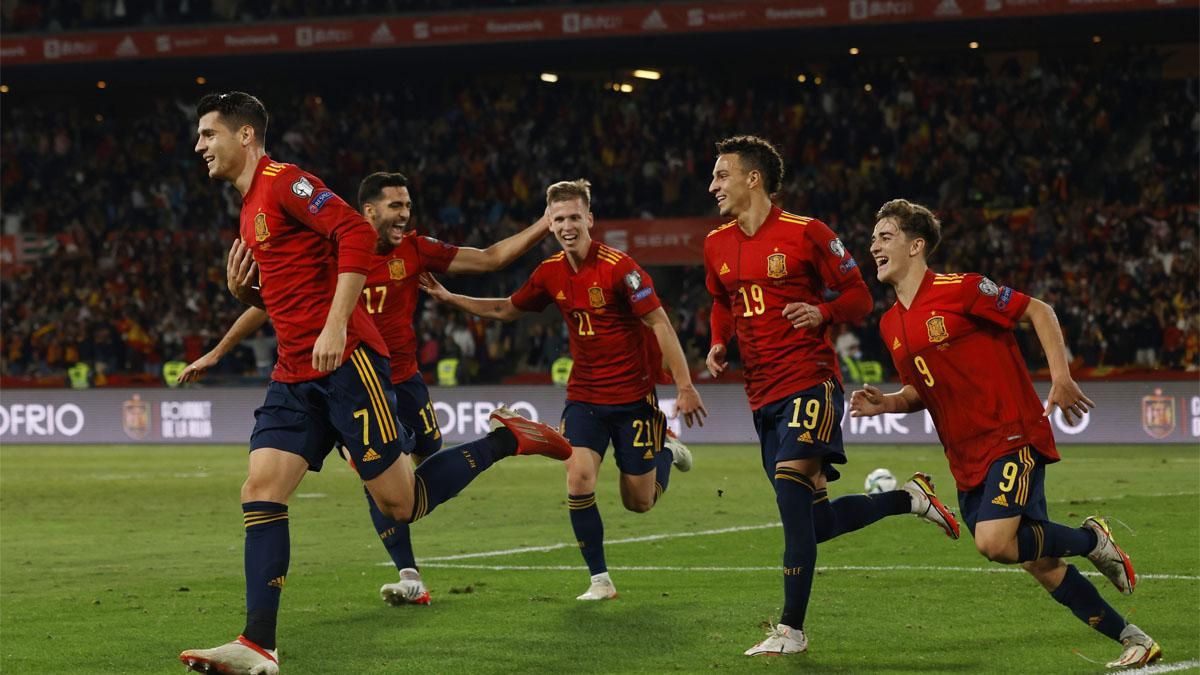 Morata celebra el gol de la victoria de España ante Suecia Morata celebra el gol de la victoria de España ante Suecia