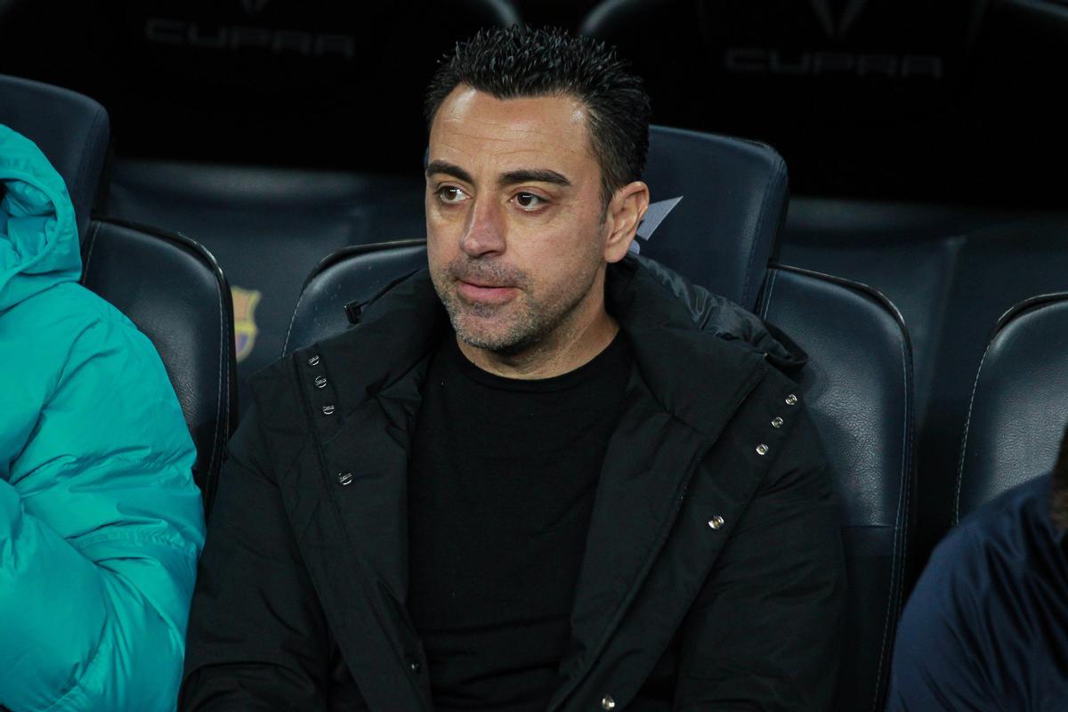 Xavi Hernandez, head coach of FC Barcelona, looks on during the spanish league, La Liga Santander, football match played between FC Barcelona and Real Madrid at Camp Nou stadium on March 19, 2023, in Barcelona, Spain.