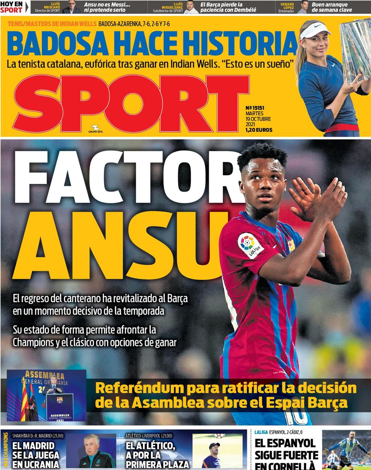 Esta es la portada del SPORT Esta es la portada del SPORT