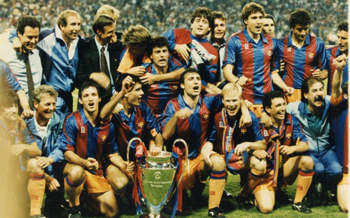 El Dream Team celebra la conquista de la Copa de Europa el 20 de mayo de 1992 en Wembley