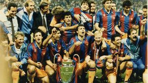 El Dream Team celebra la conquista de la Copa de Europa el 20 de mayo de 1992 en Wembley El Dream Team celebra la conquista de la Copa de Europa el 20 de mayo de 1992 en Wembley