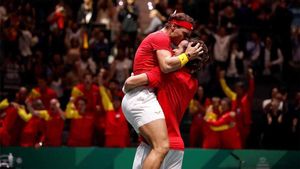 Nadal y Feliciano celebrando la clasificación para la final Nadal y Feliciano celebrando la clasificación para la final