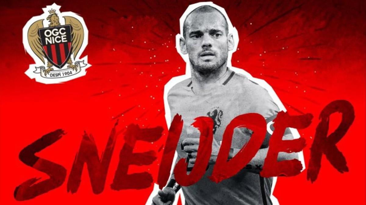 Sneijder jugará la próxima temporada en el Niza y lucirá el dorsal número 10