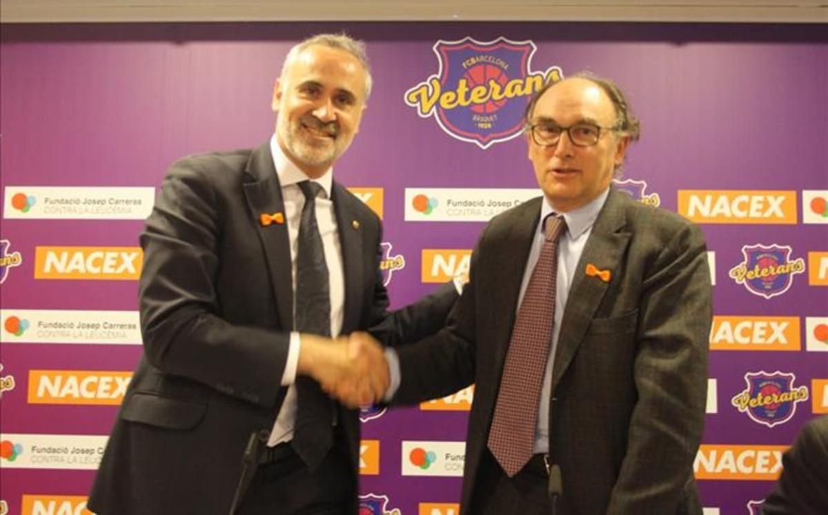 El Gerente de la FJC, el señor García Prat, con Jose Luis Galilea, presidente de los Veterans El Gerente de la FJC, el señor García Prat, con Jose Luis Galilea, presidente de los Veterans