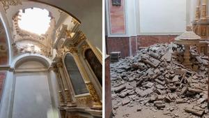 Desprendimiento de la cúpula en la Iglesia de Sollana.