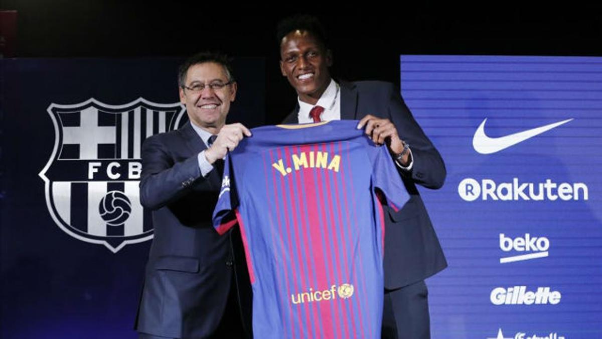 Bartomeu presentó a Yerry Mina como jugador del Barça