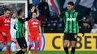 Scamacca, jugador del Sassuolo, celebra un gol al Nápoles