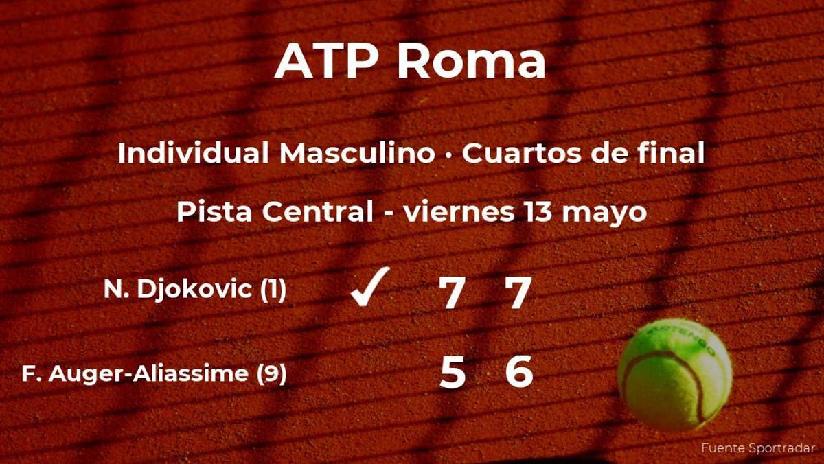 El tenista Novak Djokovic jugará en las semifinales tras derrotar a Felix Auger-Aliassime El tenista Novak Djokovic jugará en las semifinales tras derrotar a Felix Auger-Aliassime
