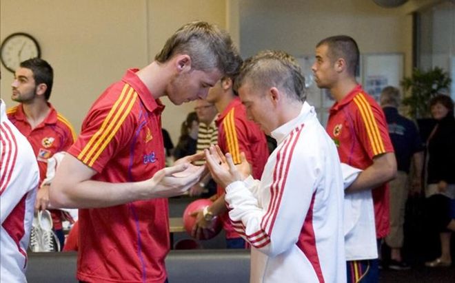 De Gea y Muniain, en una concentración de la selección española De Gea y Muniain, en una concentración de la selección española