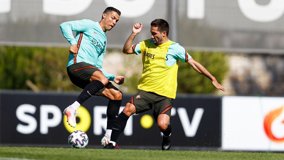 Cristiano, en el entrenamiento de Portugal