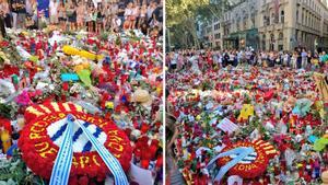 Ofrenda floral del Espanyol en recuerdo a las víctimas del atentado terrorista