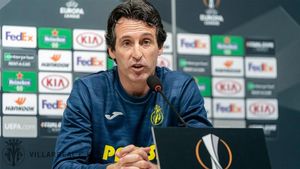 Unai Emery, durante una rueda de prensa. Unai Emery, durante una rueda de prensa.