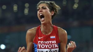 Blanka Vlašić, durante el Mundial de Atletismo de 2015. Blanka Vlašić, durante el Mundial de Atletismo de 2015.