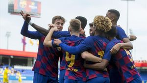 El Juvenil A del Barça, en un partido de la Youth League la temporada pasada El Juvenil A del Barça, en un partido de la Youth League la temporada pasada