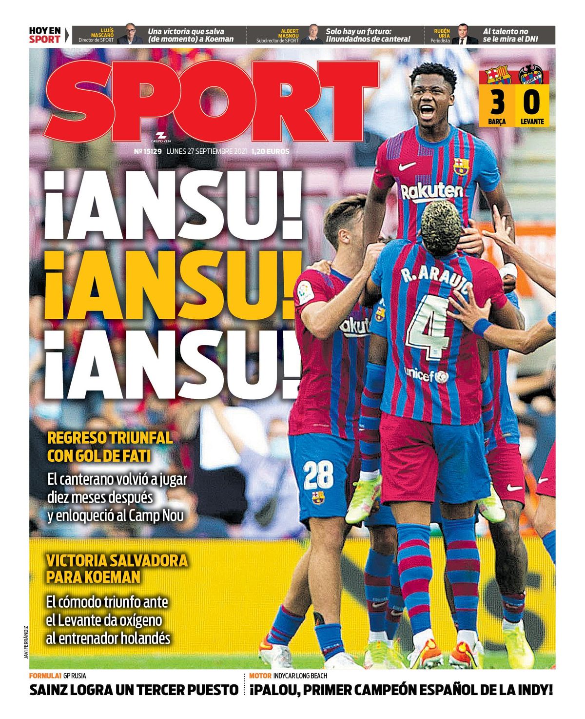 Esta es la portada de SPORT Esta es la portada de SPORT