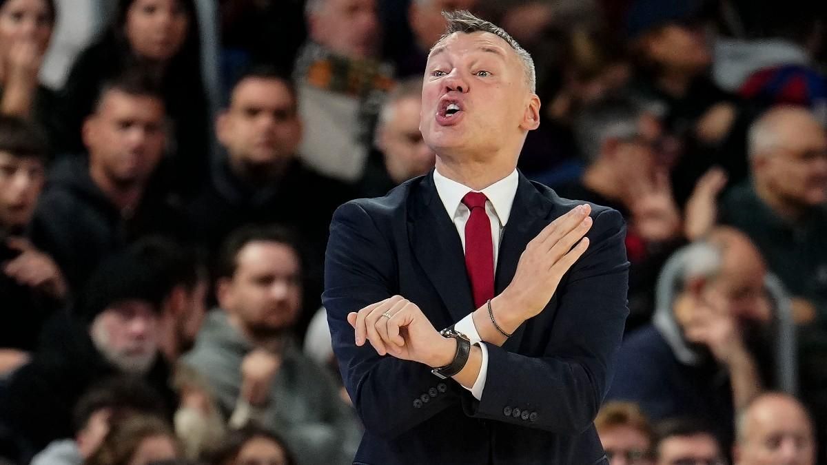 El entrenador del Barça, Sarunas Jasikevicius, durante el partido ante el Surne Bilbao El entrenador del Barça, Sarunas Jasikevicius, durante el partido ante el Surne Bilbao