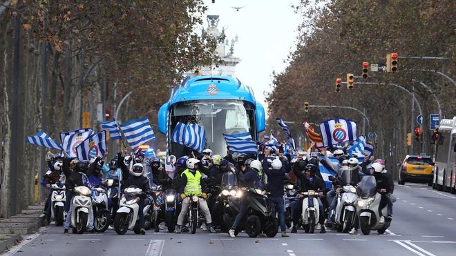 La afición acompañará en motocicletas al equipo hasta el RCDE Stadium La afición acompañará en motocicletas al equipo hasta el RCDE Stadium