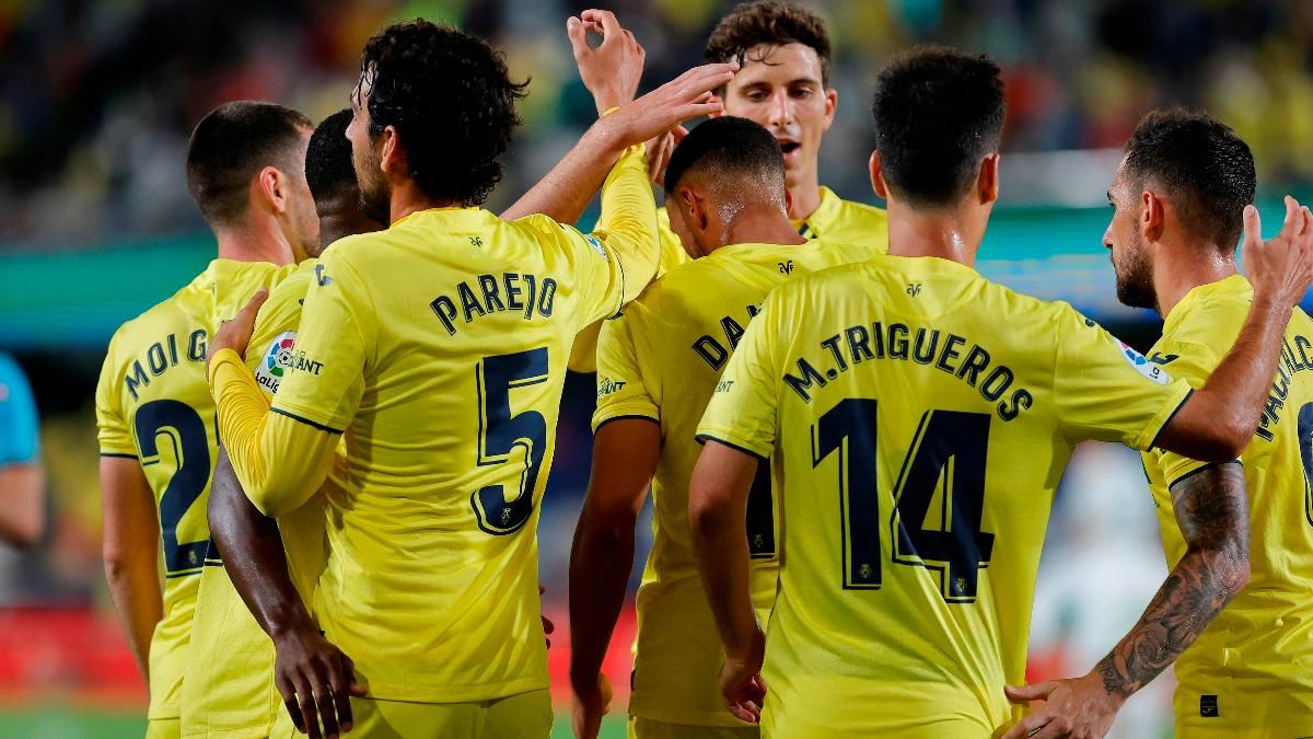 La plantilla del Villarreal CF celebrando un gol La plantilla del Villarreal CF celebrando un gol
