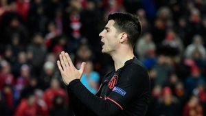 Morata en el partido de Anfield. Morata en el partido de Anfield.