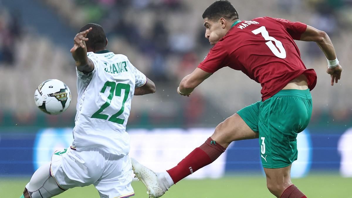 Instantánea del encuentro de la Copa de África 2022 entre Marruecos y Comoras