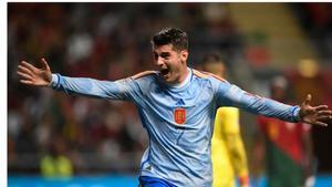Morata celebra su gol ante Portugal